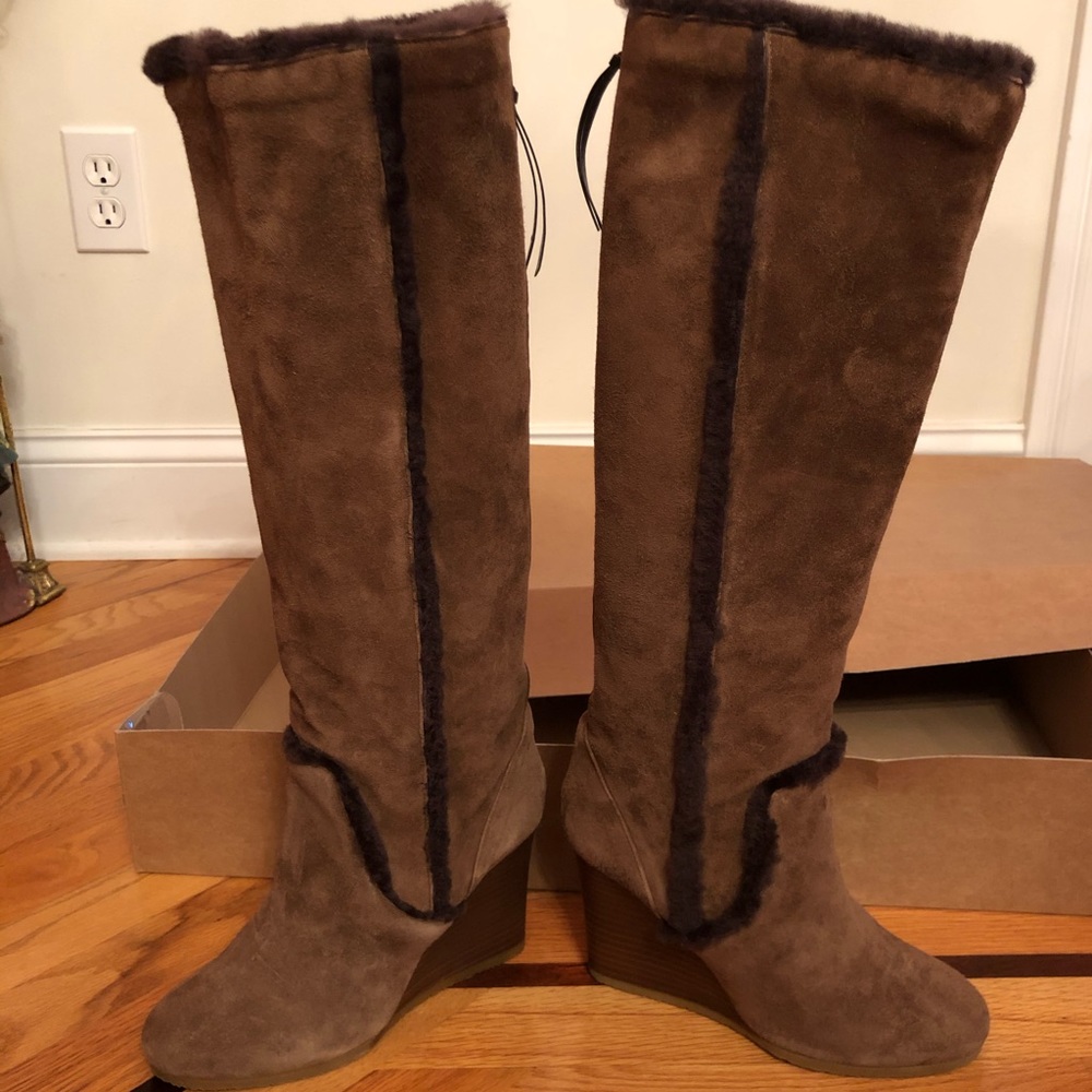 J Crew Charley Shearling Wedge Boots